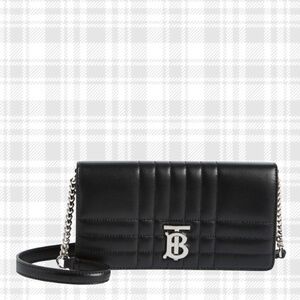 BURBERRY Lola Quilted Leather Wallet on a Strap- Black